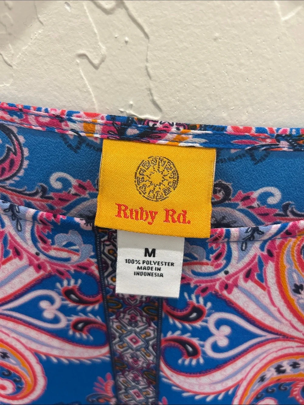 Ruby Rd. Pink & Blue Paisley Boatneck Blouse - Picture 2 of 5
